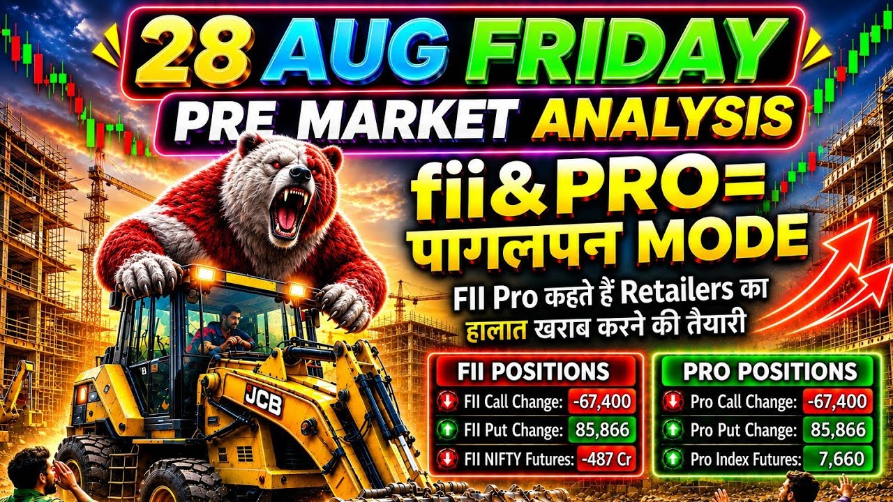Pre Market Analysis & Report | Nifty, Bank Nifty, Sensex Analysis | FII DII & F&O Data | 28 Aug