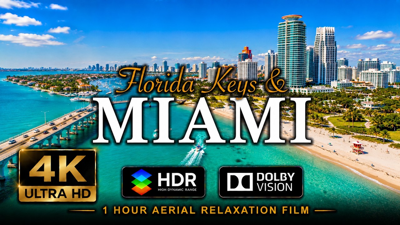[4K] MIAMI 2026 & Florida Keys 🇺🇸 1 Hour Drone Aerial Relaxation 2024 | USA United States GTA