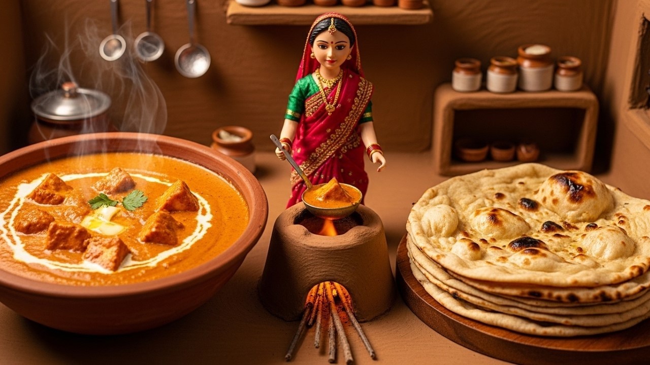 Miniature Doll massive Paneer Butter Masala & Naan Cooking ASMR | Cozy Mini Village Story