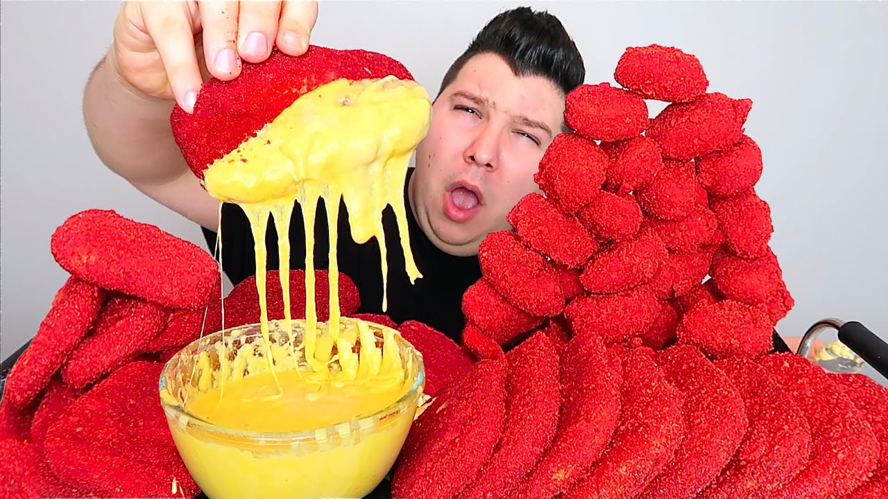 CHEESY CHEETOS CHEESE SAUCE with HOT CHEETOS HASH BROWNS & HOT CHEETOS NUGGETS • Mukbang & Recipe