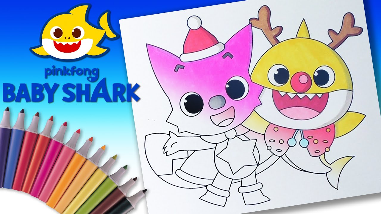 Pinkfong Baby Shark Coloring Book For Kids. Baby Shark Christmas Coloring Pages for Children