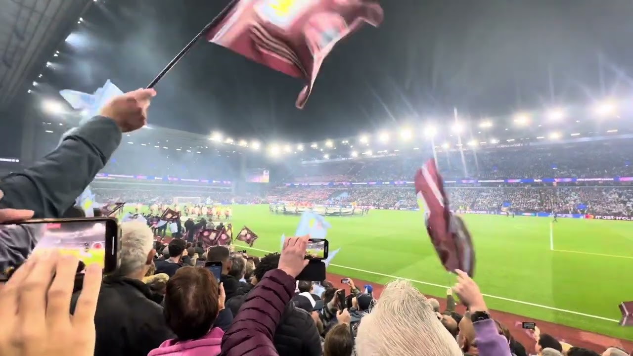 Aston Villa v Bayern Munich Fireworks and Champions League Anthem