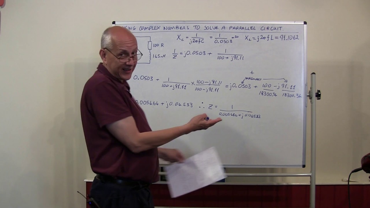 Solving a RLC circuit in Parallel using Complex Numbers.