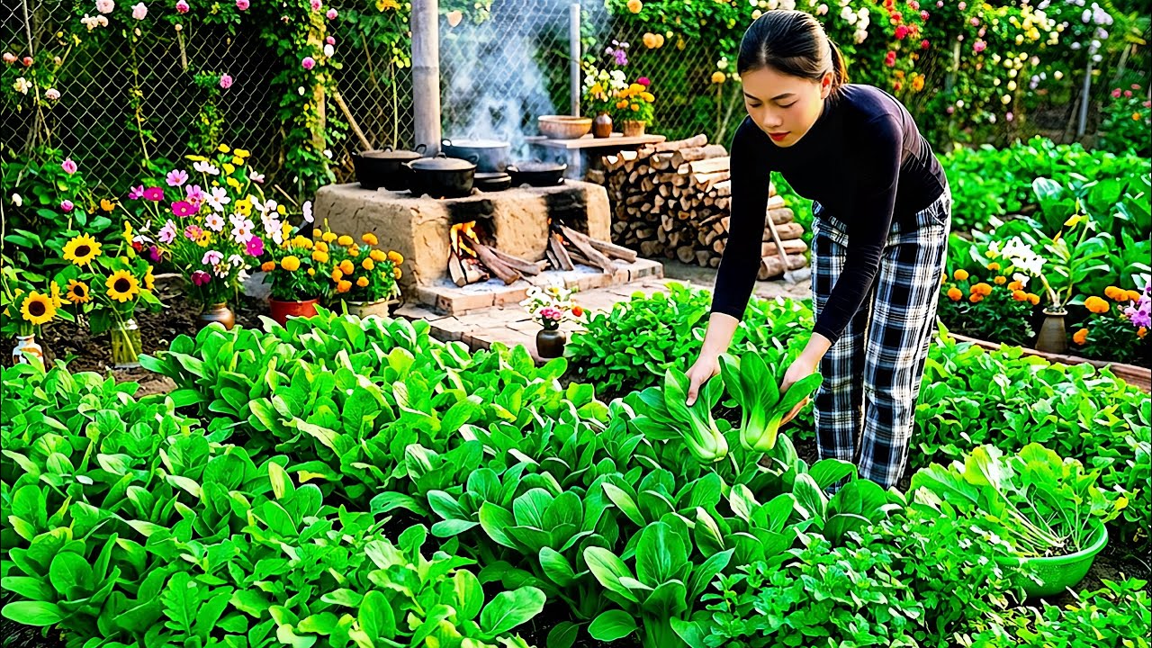 Countryside Life: Harvesting Mustard Greens and Relaxing Home Cooking 