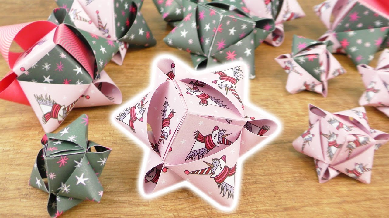 DIY Würfelsterne mit Weihnachts Einhörnern | Super schöne Deko Sterne selber machen | Advent
