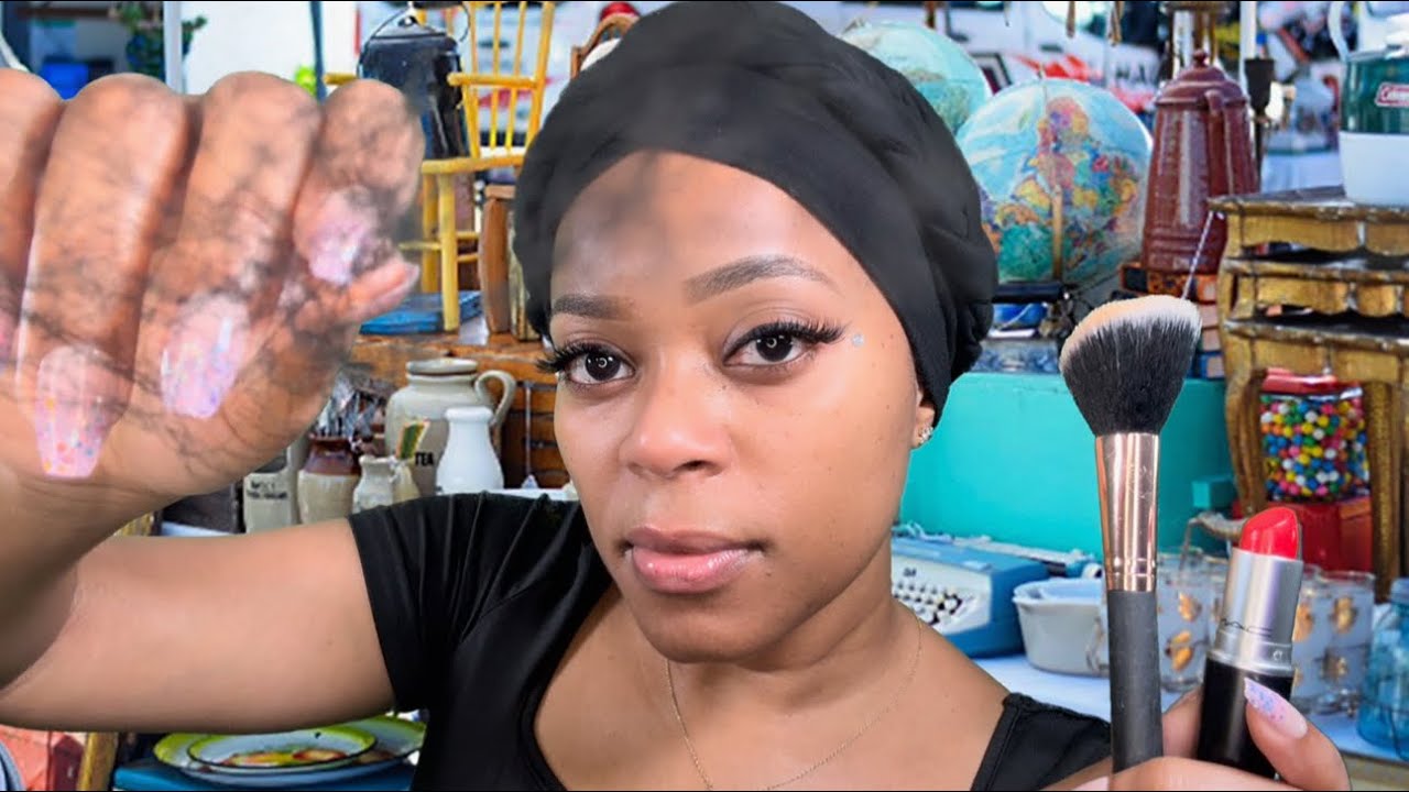 ASMR |💄The Lady At The Flea Market Does Your Makeup For $5 | Spiderweb In Your Eye Trigger 