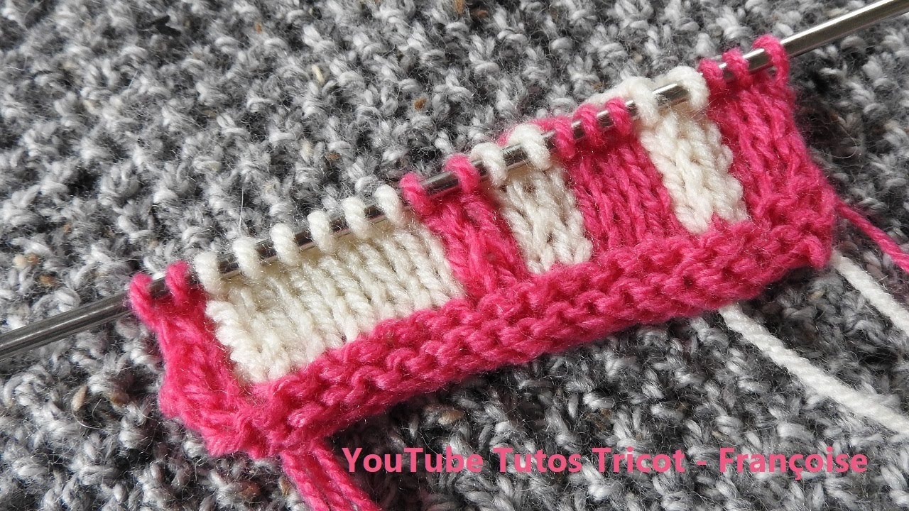 Tuto Tricot changer de pelote de laine et tricoter des rayures verticales / Tricot Jacquard Intarsia