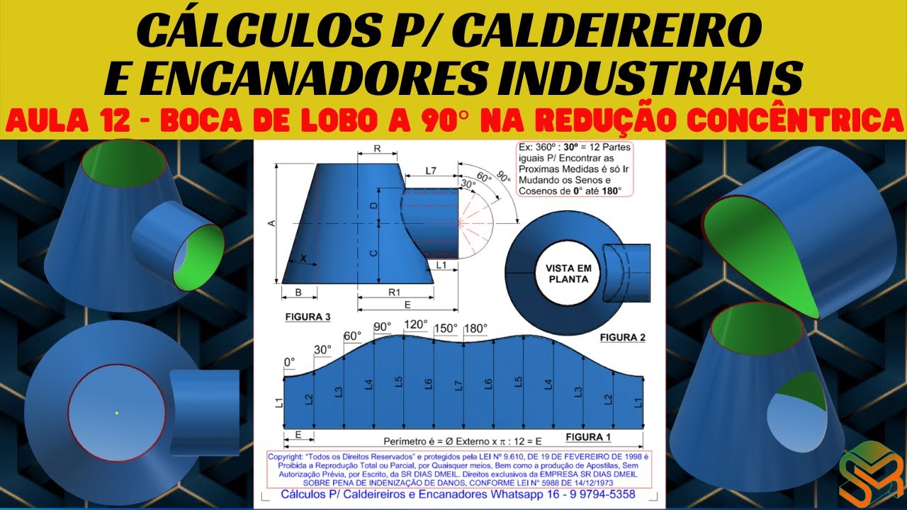 AULA 12 | BOCA DE LOBO a 90° NA REDUÇÃO CONCÊNTRICA | CÁLCULOS P/ CALDEIREIROS E ENCANADORES