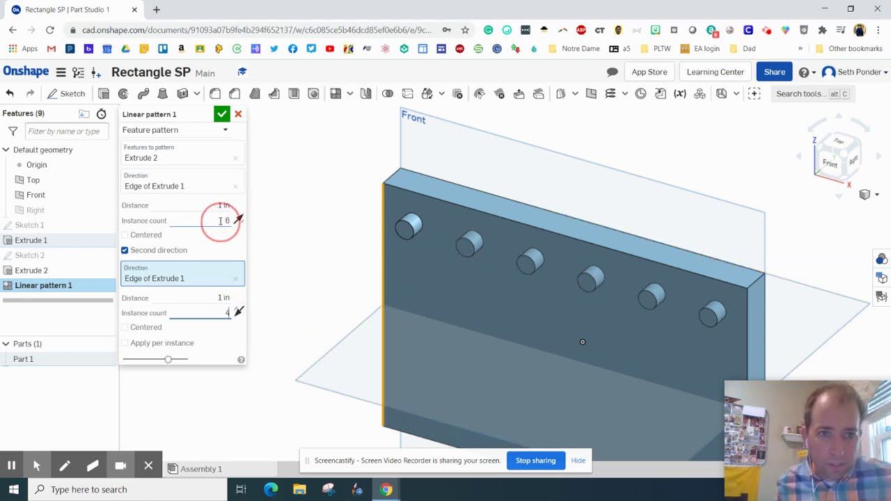 Using Linear Pattern on OnShape