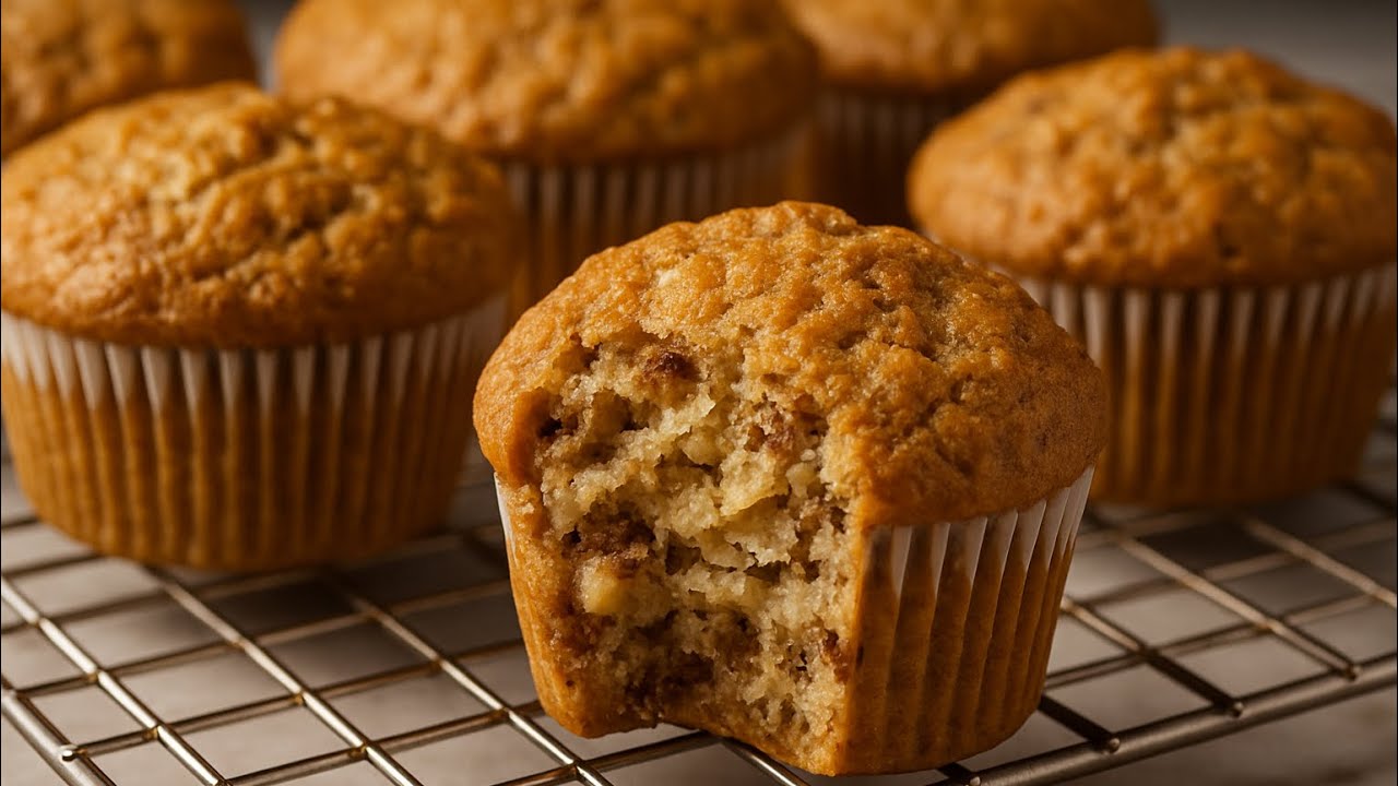 Mix apples, oatmeal, and walnuts and make these delicious muffins!