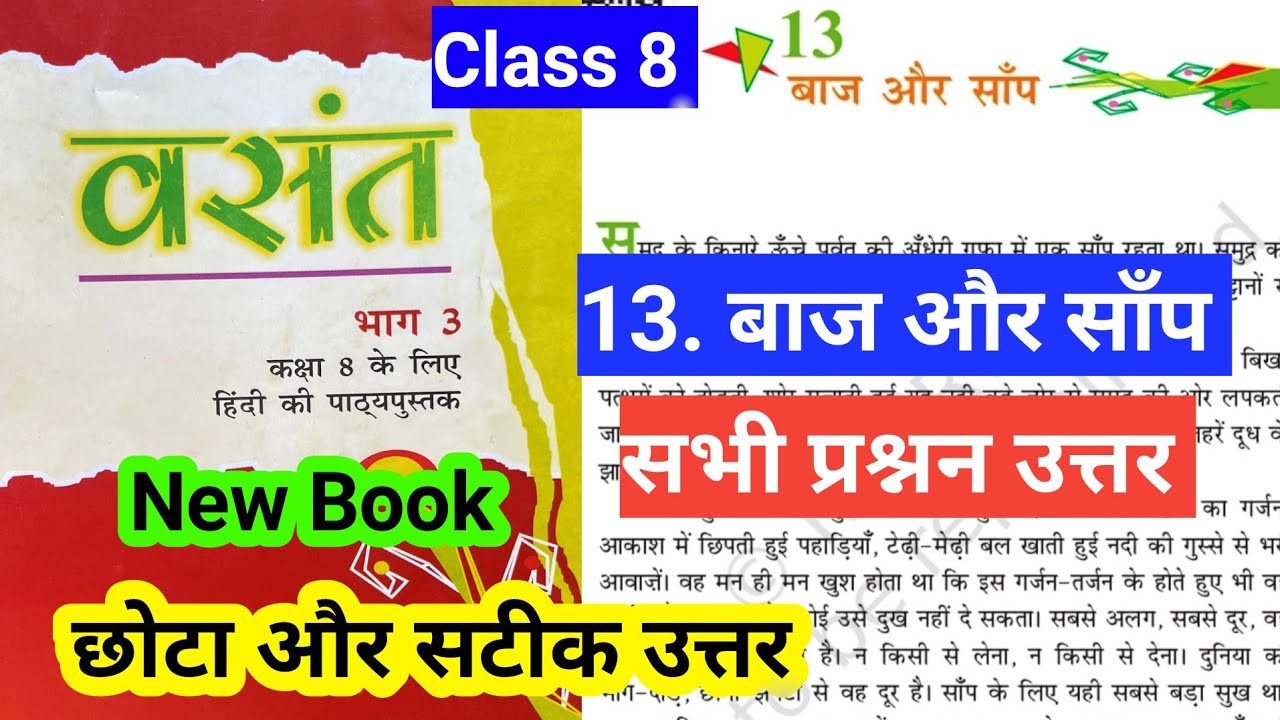 Class 8 Hindi | chapter 13 बाज और साँप | सभी प्रश्नन उत्तर‌ | 8 class Hindi vasant book chapter 13 
