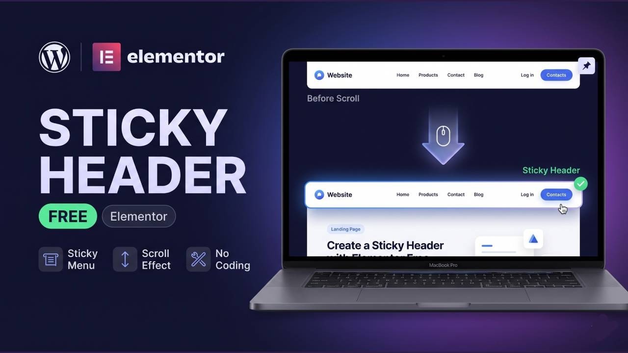 How to Create a Sticky Header in WordPress Using Elementor FREE | Sticky Menu Tutorial