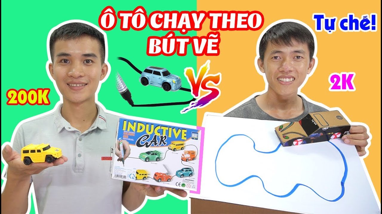 XE Ô TÔ CHẠY THEO ĐƯỜNG VẼ NÉT BÚT 2K VS XE Ô TÔ CẢM BIẾN 200K - Đồ Chơi Con Nhà Giàu & Nhà Nghèo