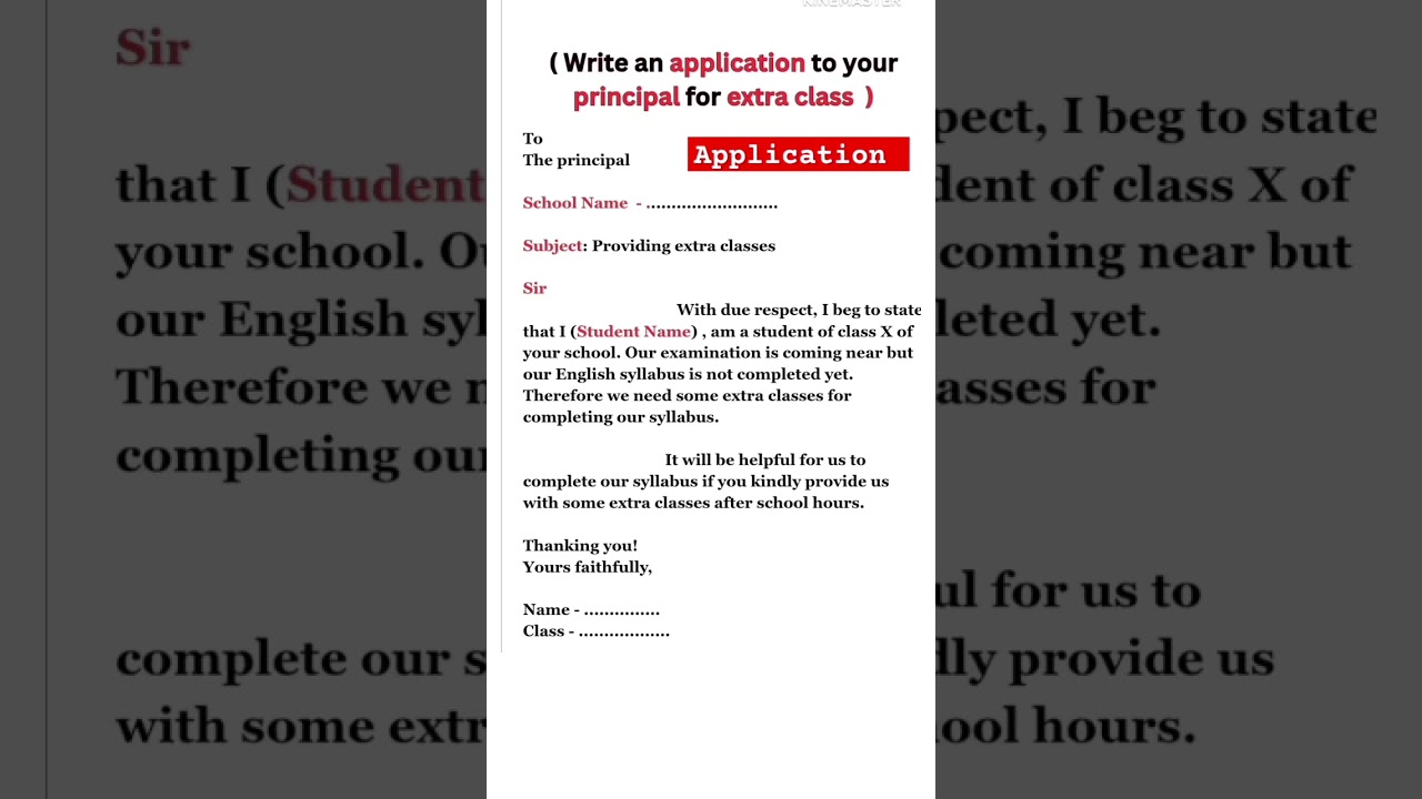 Application To Principal For Providing Extra Class। #education #study #shorts #application #trending