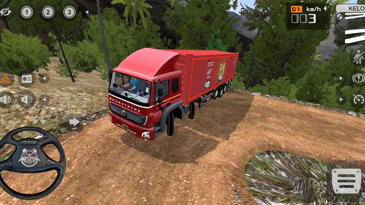 12x12 Power Full Bharat Benz Transport Truck Driving in Offroad | Bus Simulator Indonesia 