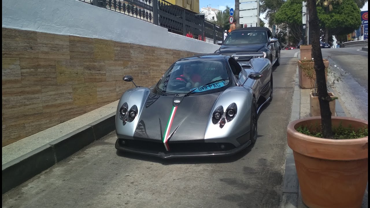 Supercars Spotting Puerto Banus: Pagani Zonda C12, SLS Black Series, TDF, 675LT, SLR Fab Design...