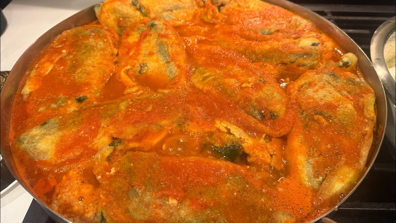 Comida de cuarezma (chiles rellenos ) chiles pasilla con crema 🛑en vivo vero 8a