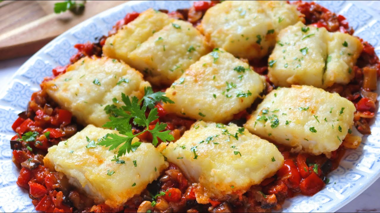 Bacalao con sanfaina tradicional. Receta para Navidad
