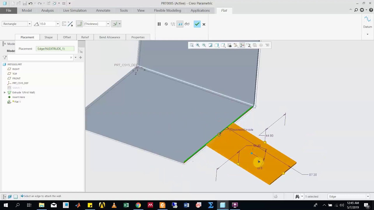 Sheet Metal Operation in creo Parametric 5.0
