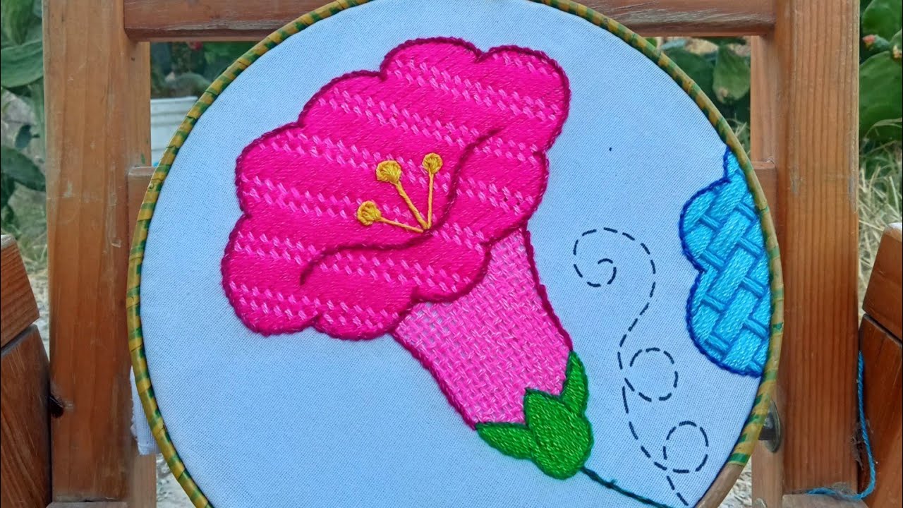 🤩#138super idea para diseñar flores campana puntada ideal para cualquier diseño entre hojas,canastas