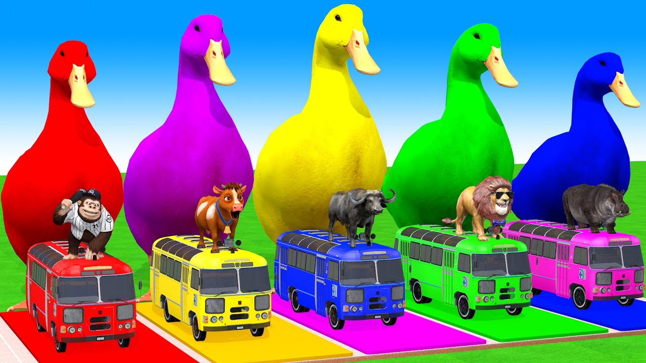 Long Slide Game With Cow Elephant Gorilla Hippopotamus Tiger 3d Animal Game Funny 3d Animals