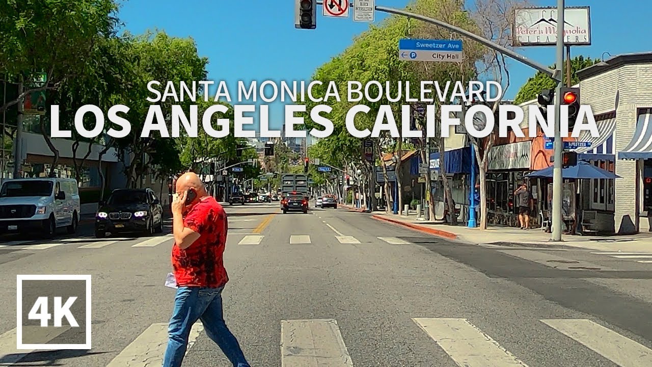 [4K] Driving Los Angeles - Santa Monica Boulevard, California, USA, 4K UHD