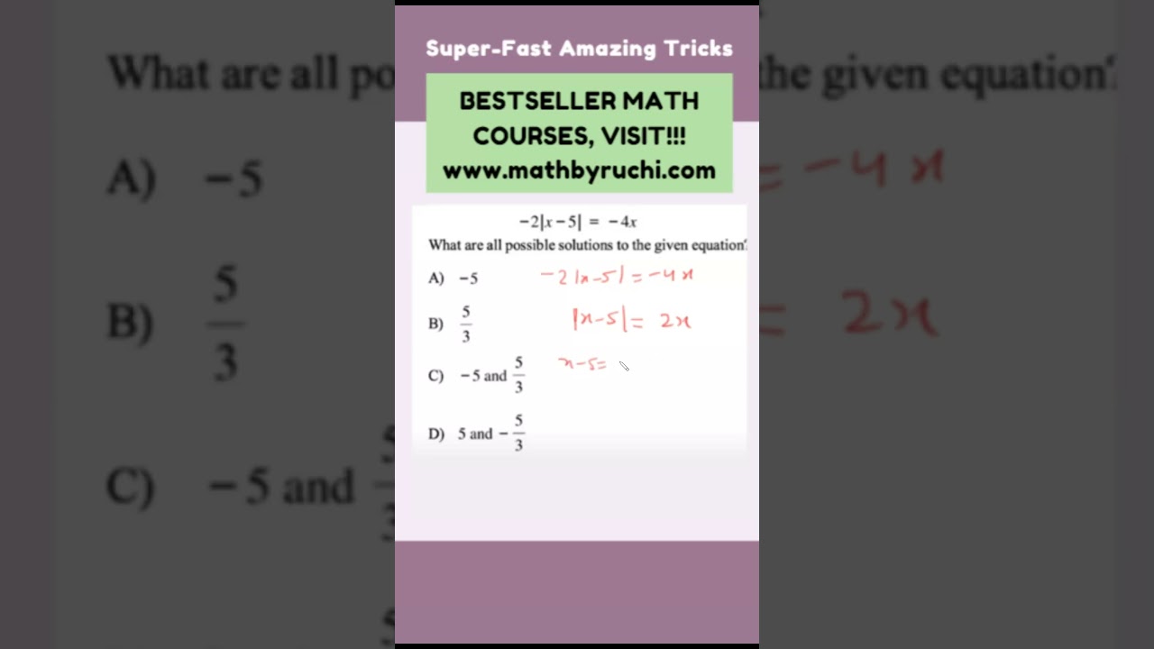 Solving absolute value equation | SAT exam 2023|Ruchi Chhabra| 71