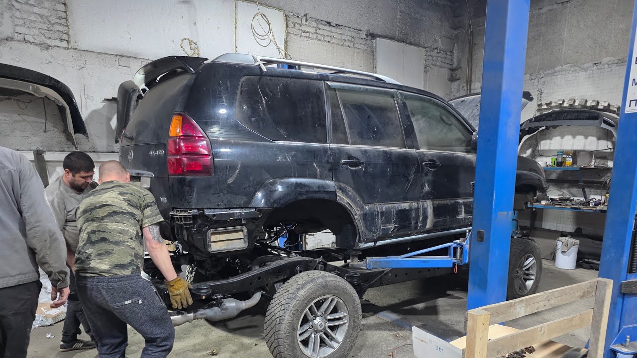 Отрыв кузова  LEXUS - 470, пескоструйная обработка, цинкование и антикор рамы и дна.