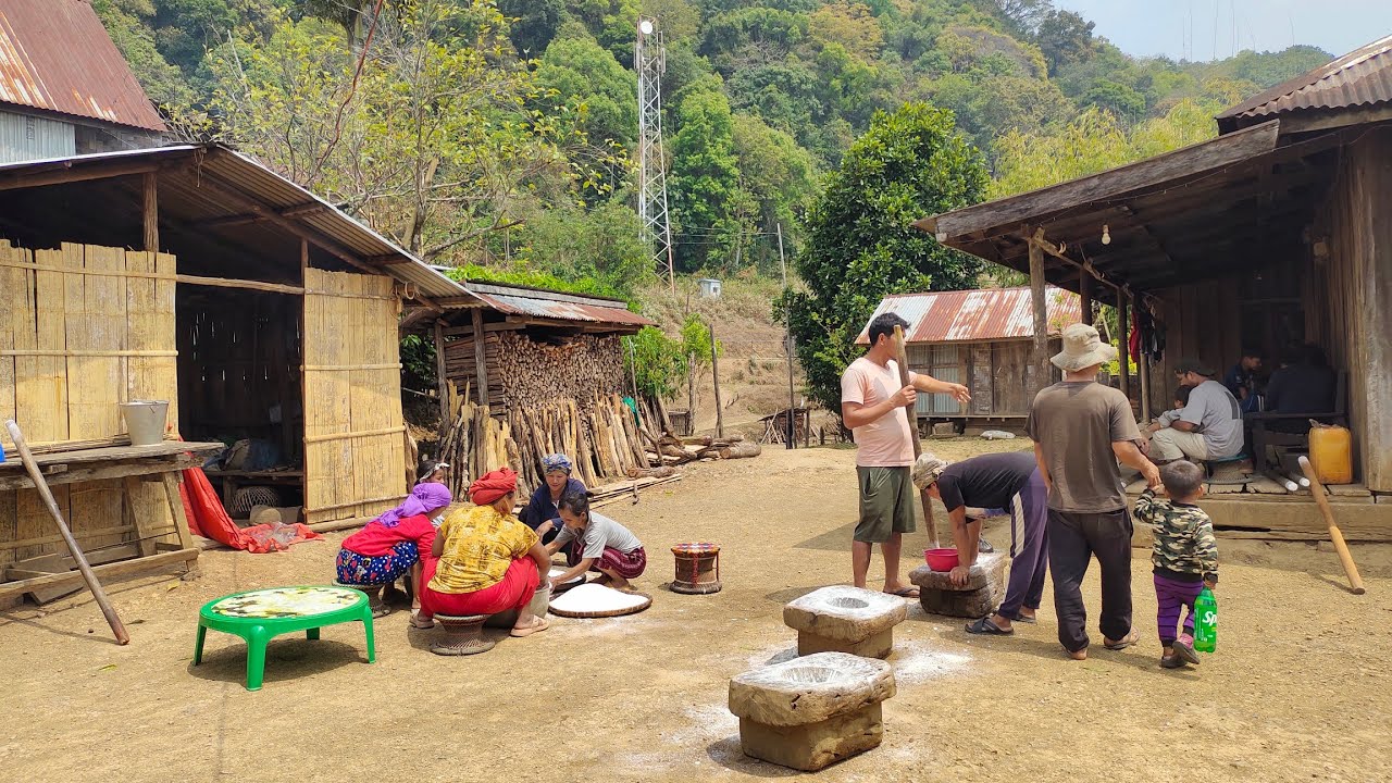 TRADITIONAL TECHNIQUE || Sticky Rice || Hand Pounding for Homemade Bread (Changlhah)