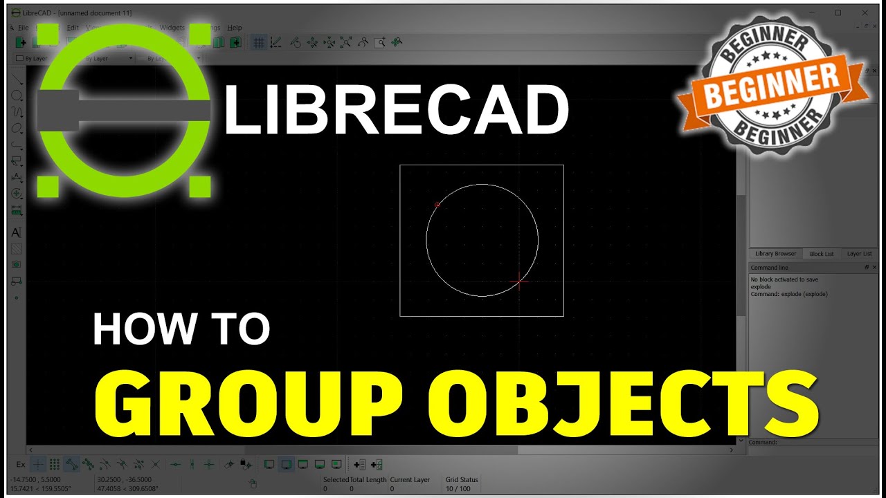 LibreCAD How To Goup Objects Tutorial