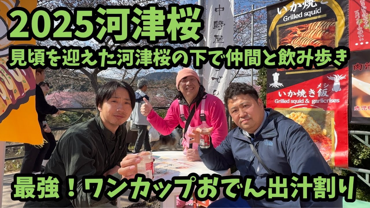 【2025河津桜】 2.27飲み歩き動画　ワンカップ　おでんだし割り　河津桜まつり　お得情報