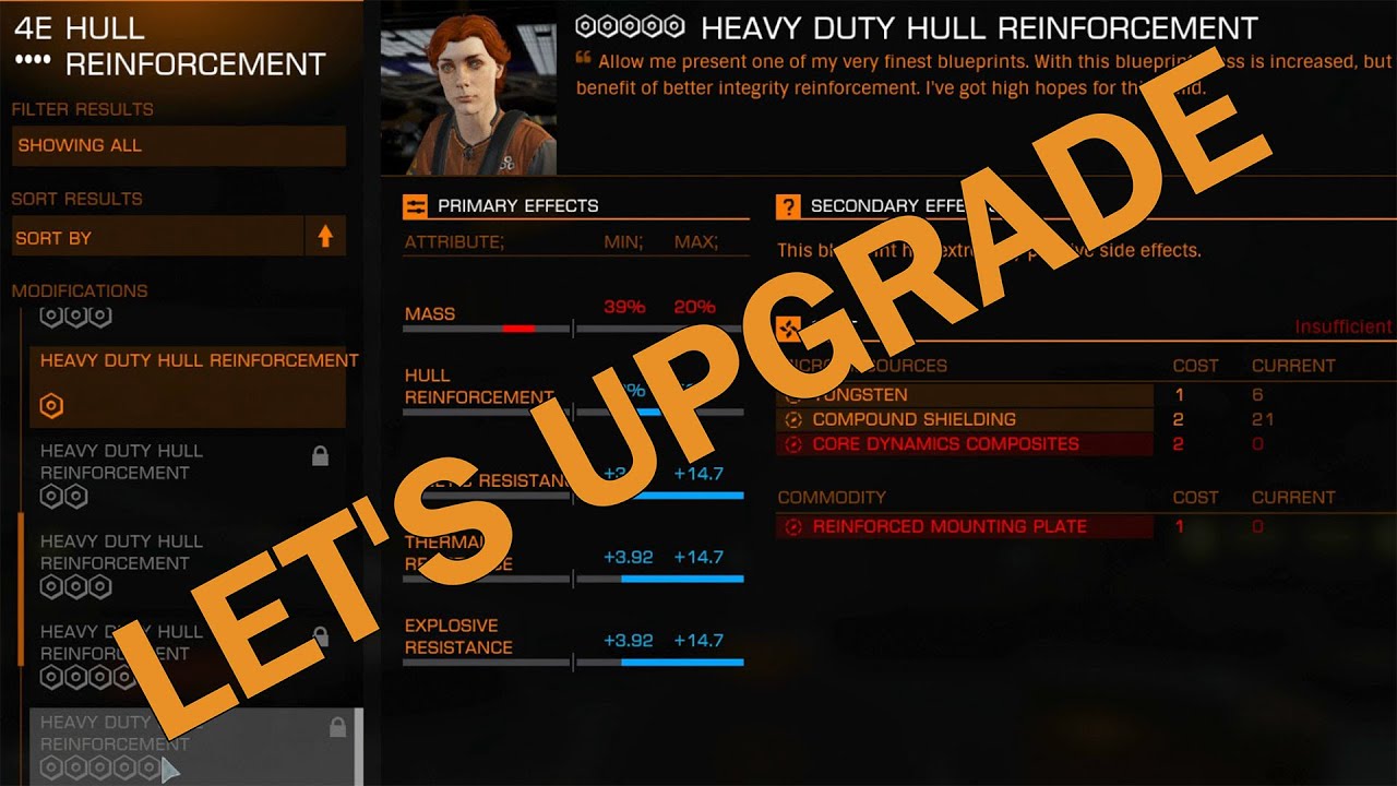 Elite:Dangerous. Let's Upgrade. Heavy Duty Hull Reinforcement Package. Grade 5