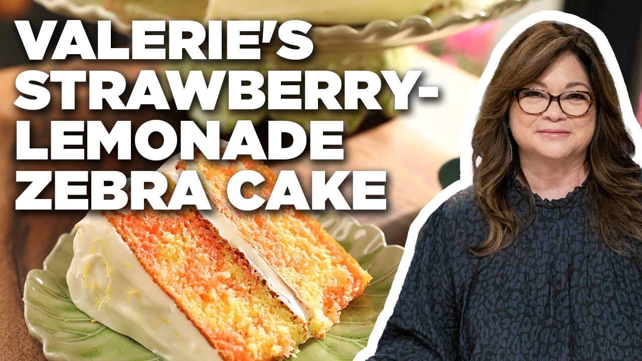 Valerie Bertinelli's Strawberry-Lemonade Crazy Zebra Cake | Valerie's Home Cooking | Food Network