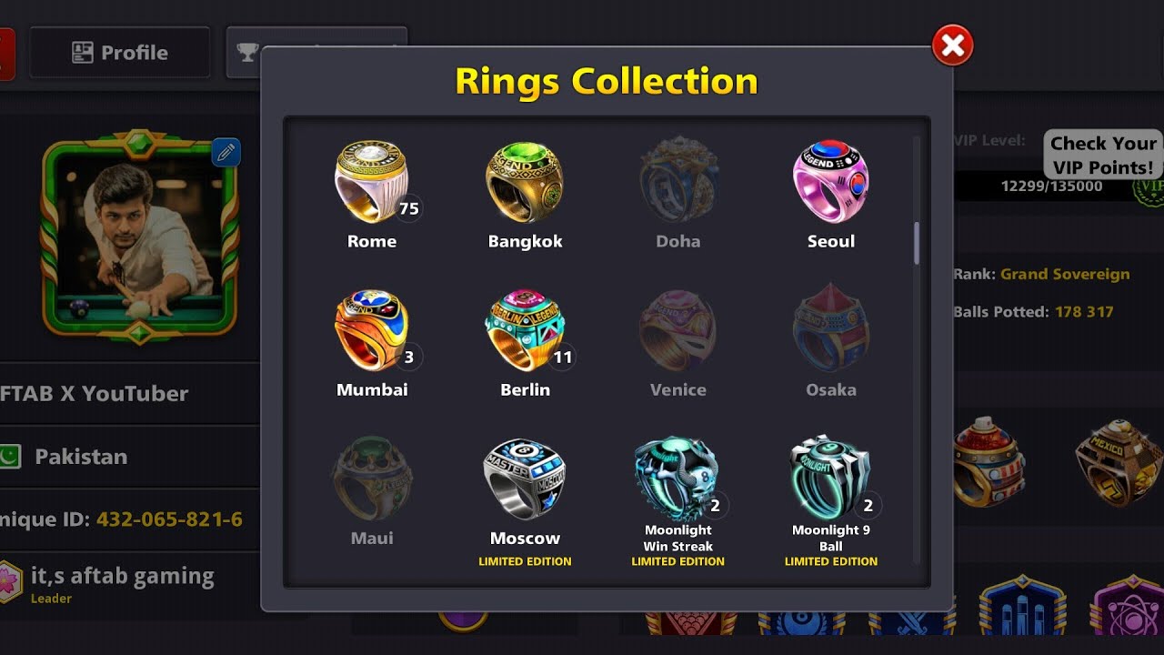 I'm back 8 ball pool room ring 💍 💯  mission 😎