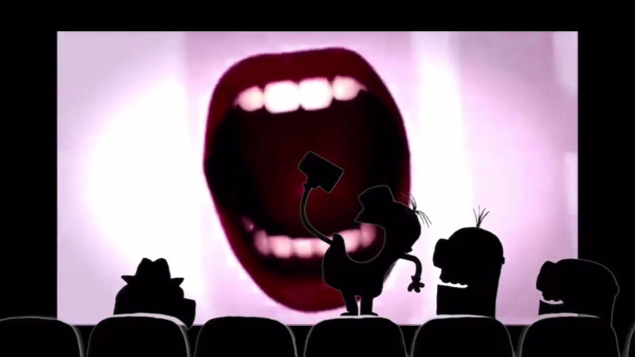 Minions watching scary logos