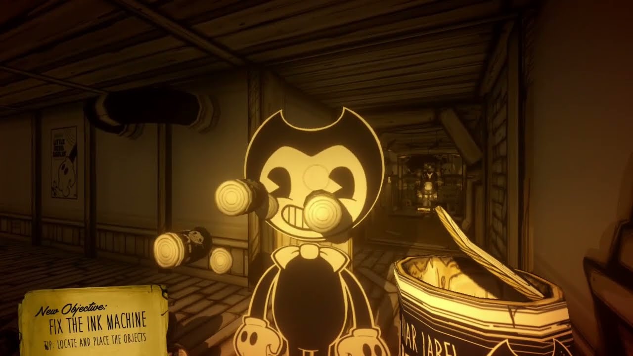 Goofing off in Bendy and the Ink Machine.