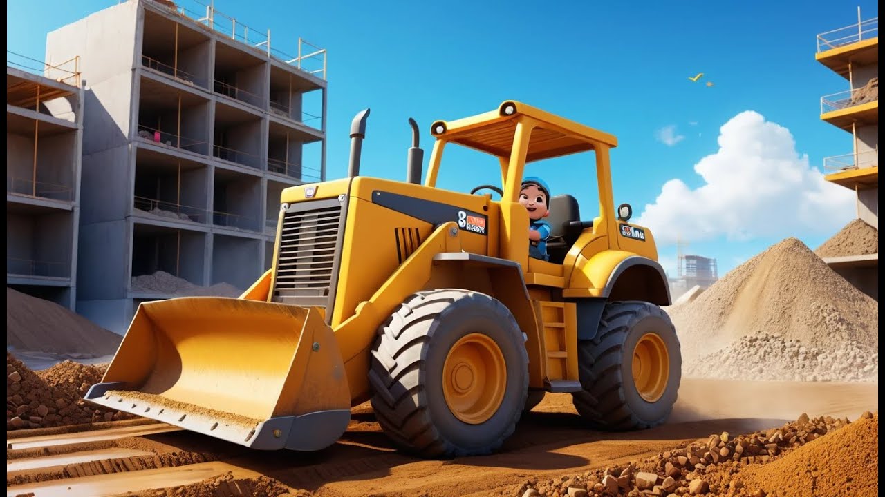Bulldozer at the Building Site | Heavy Machine Song for Kids | Construction Adventure Rhyme