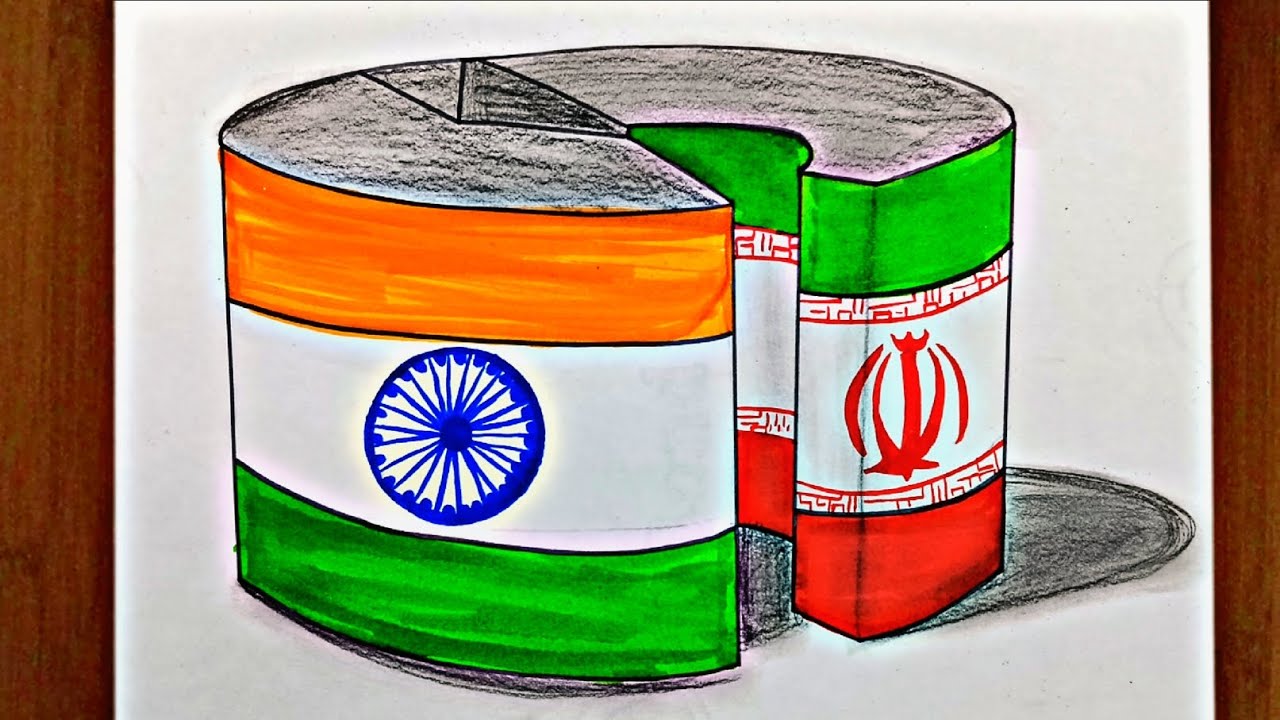 How to Draw 🇮🇳 India Flag & 🇮🇷 Iran Flag 3D Illusion Drawing 🎨 | Easy Optical Illusion Flag Art 