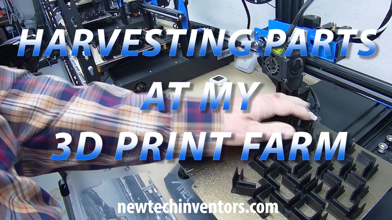 HARVESTING PARTS AT MY 3D PRINT FARM and restarting 3D printers for the next run.