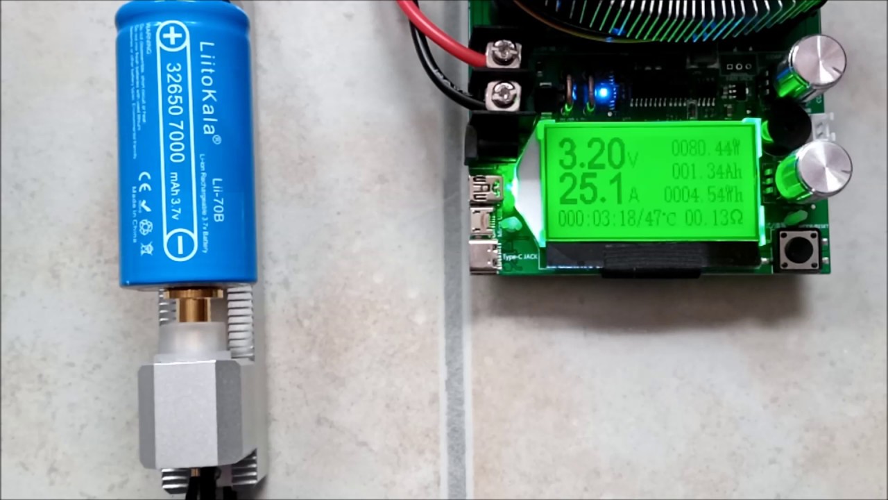 LiitoKala Lii-70B 32650 7000mAh - 25A discharge test