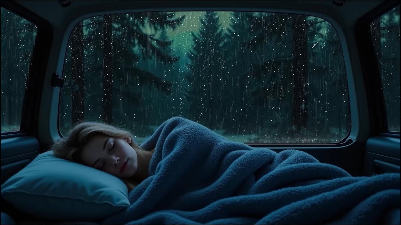 Cozy Car Cabin on a Stormy Night ⛈️ | Let the Rain Quiet Your Mind & Gently Guide You to Sleep