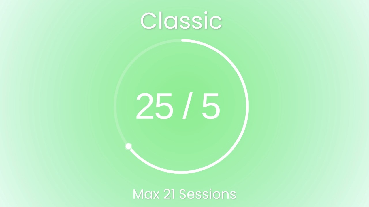 Classic Pomodoro 25/5 ⭐ | Mint Morning Mist 💚 21 Sessions | #98FF98 #BDFCC9 #E6FFF0