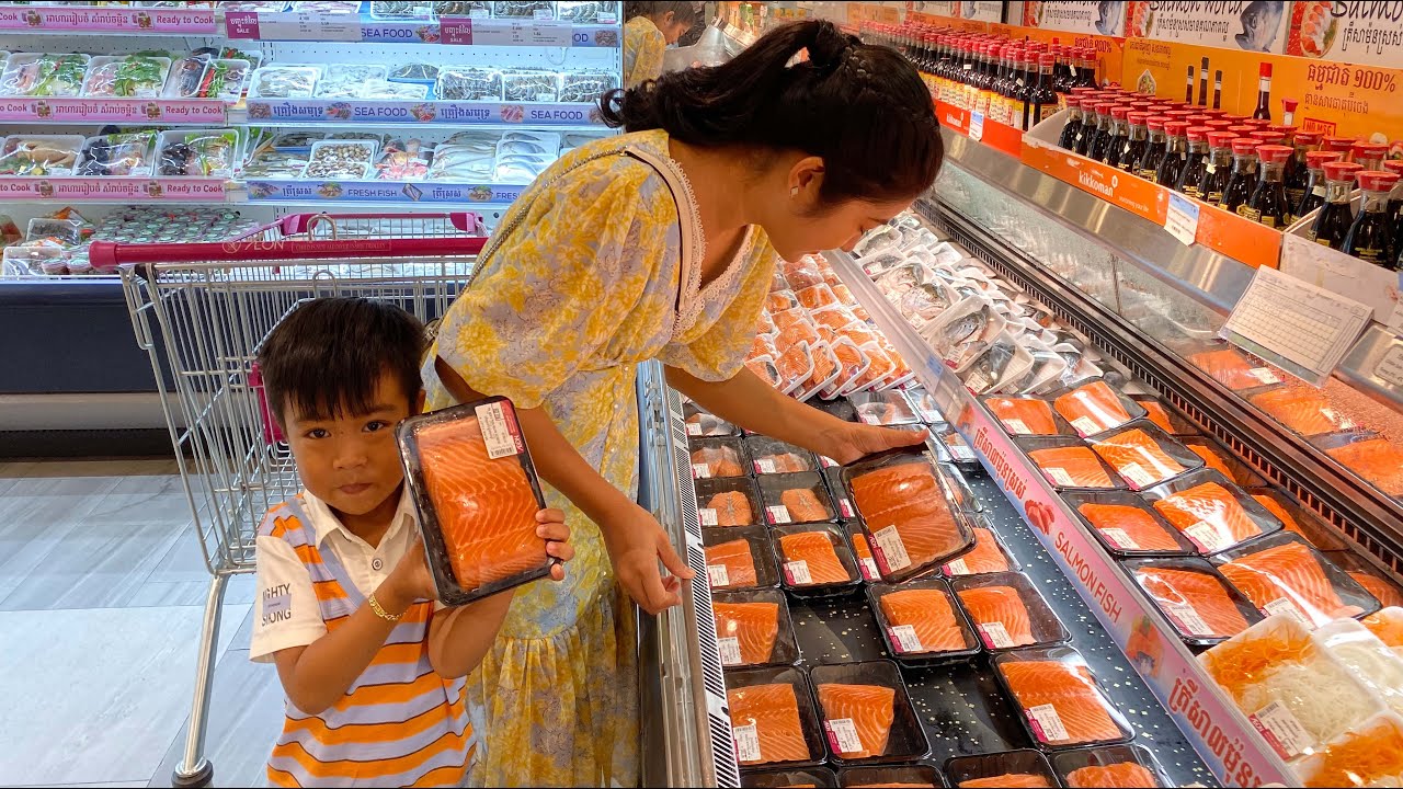 AEON Mall Shopping With My Little Boy / Salmon Recipe / Prepare By Countryside Life TV
