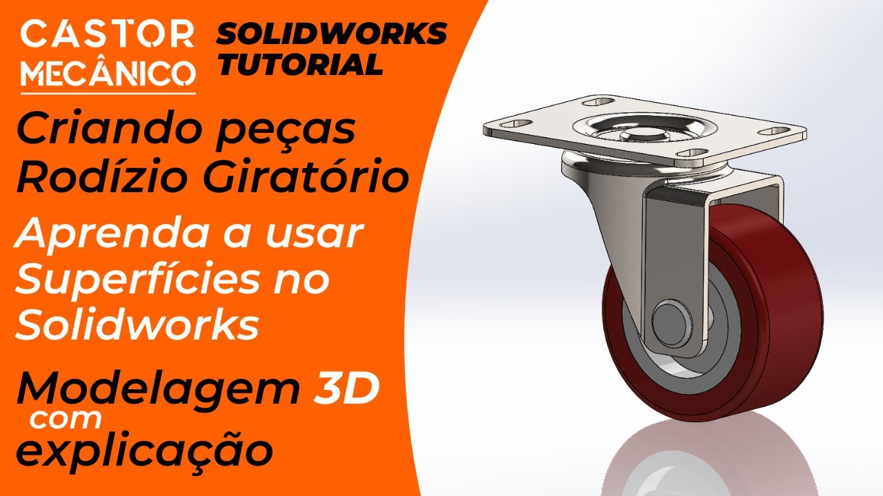 Criando peças por Superfícies no SolidWorks | Rodízio Giratório de Máquina | SolidWorks Tutorial