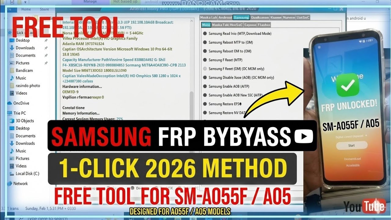 Sm A05 (SM-A055F) FRP Bypass Free Tool | Remove Google Account Lock 2026