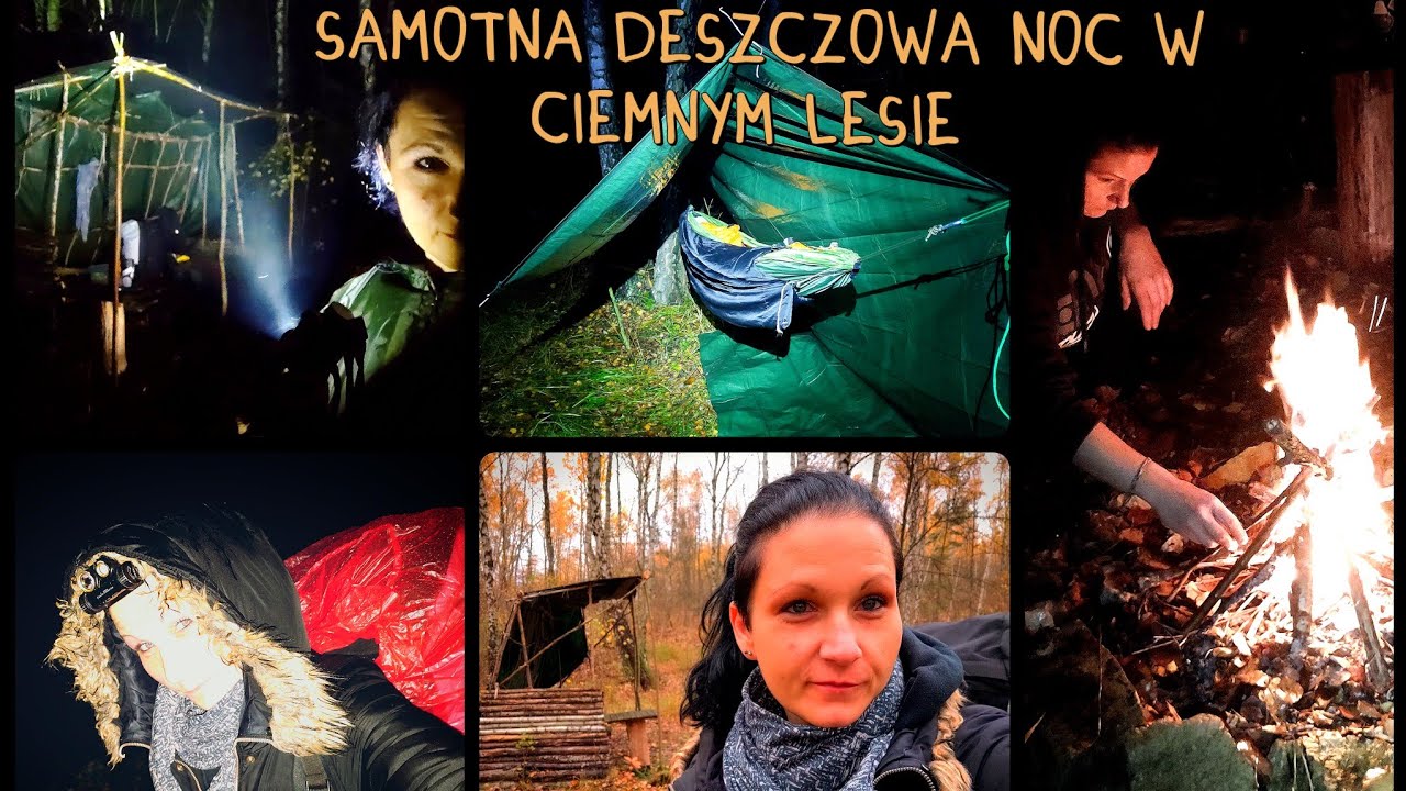 Samotna deszczowa noc w ciemnym lesie. #allone #forest #firecamp