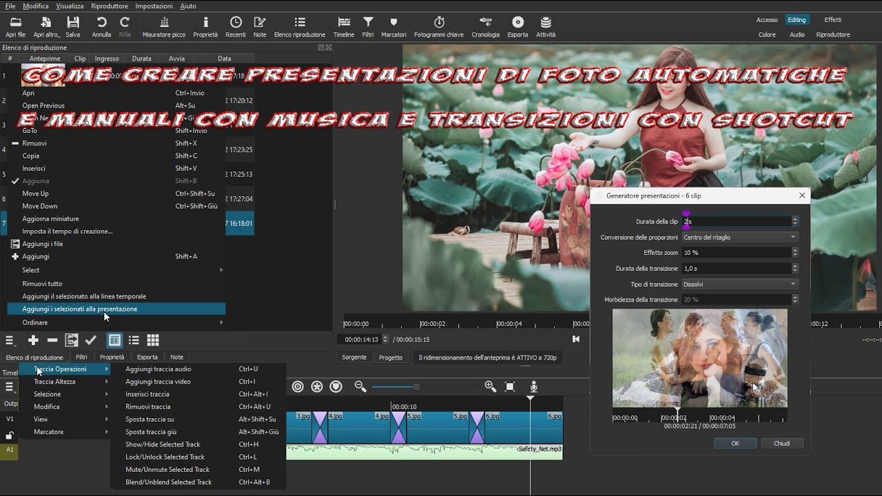 Come creare slideshow di immagini con musica e transizioni con Shotcut - 3 metodi