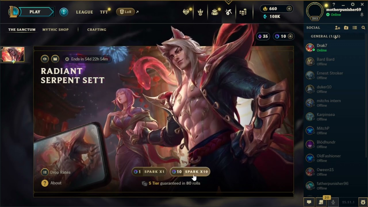 FIRST PULL - EXALTED RADIANT SERPENT SETT SKIN SEASON 15 LOL
