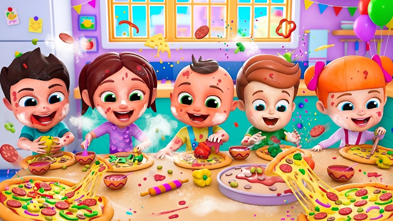 5 Little Kids Make Pizza 🍕 | Fun Pizza Chaos! | Fun Countdown & Learning Videos for Toddlers