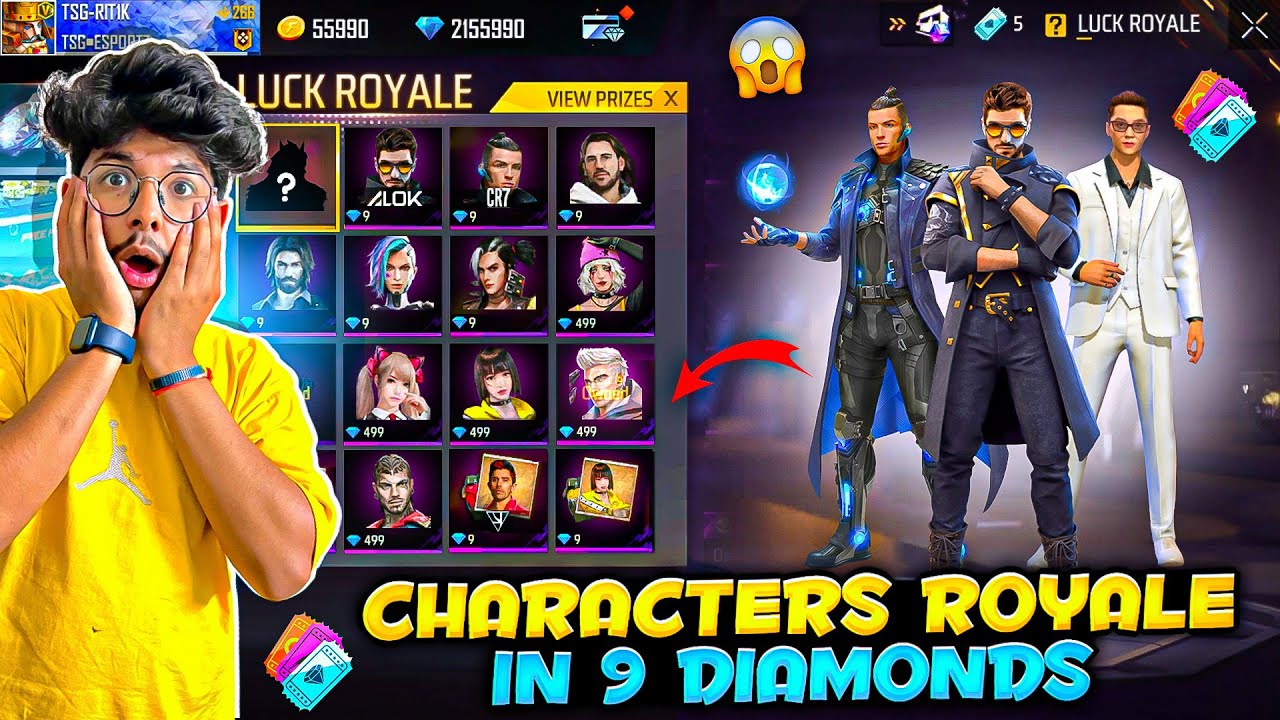 Free Fire I Got All Characters And Pet From New Royale😍 In Just 9 Diamonds💎 -Garena Free Fire